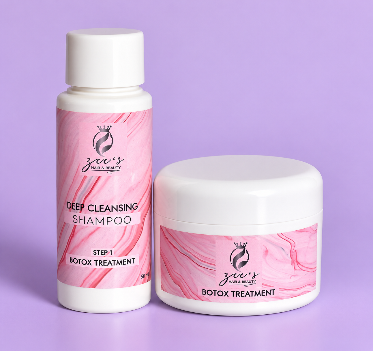 Lavender Haircare Duo with Pink Marble Labels