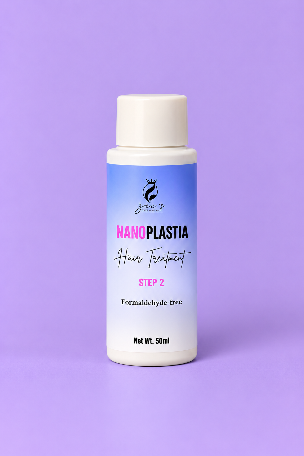 Nanoplastia Hair Treatment Bottle on Lavender